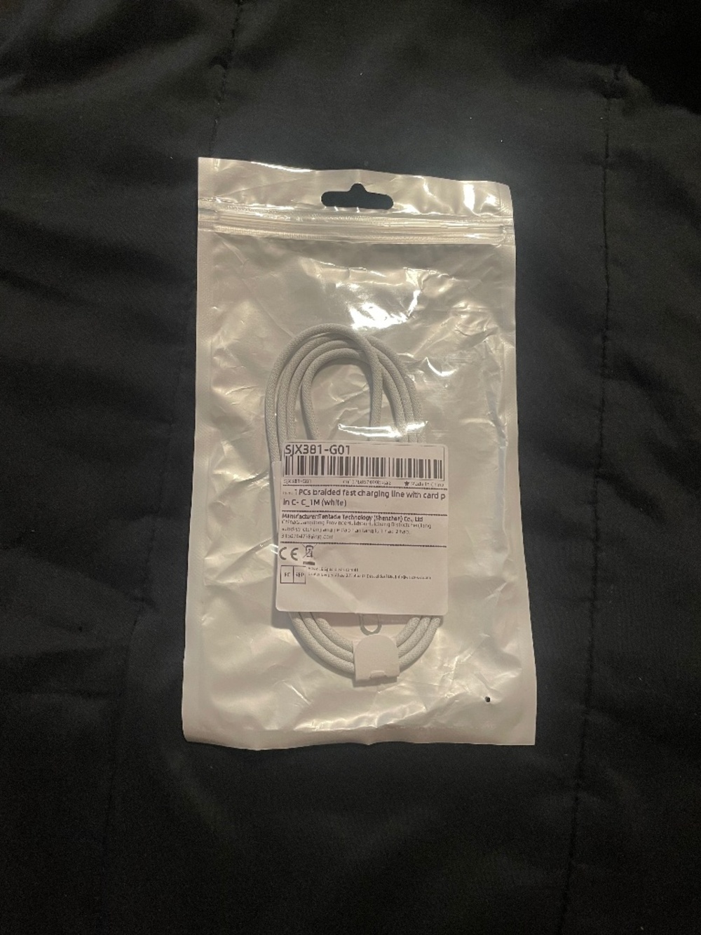 White Braided USB-C Fast Charging Cable 1M New Sealed - As Pictured